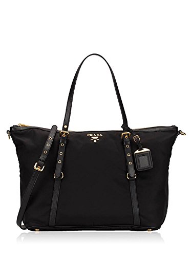 Prada Women’s Tessuto Black Nylon Shopping Tote Handbag 1BG253