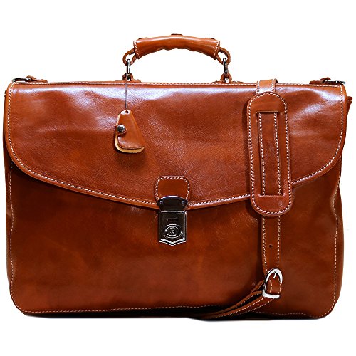 Floto Olive (Honey) Brown Leather Briefcase Messenger Bag