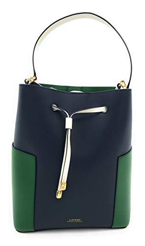 Ralph Lauren Large Dryden Bucket Shoulder Bag (Navy/Green/White)
