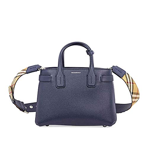 Burberry women’s leather handbag shopping bag purse the banner blu