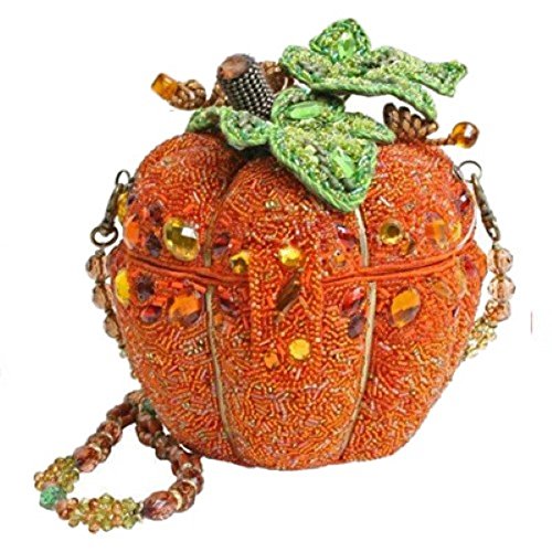 Mary Frances After Midnight Halloween Autumn Fall Beaded Crystal Jeweled Pumpkin Purse Handbag