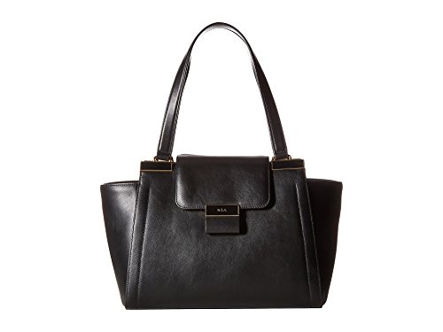 Polo Ralph Lauren Womens Leather Flap Shopper Handbag Black Medium