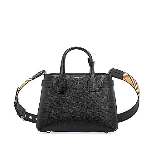 Burberry Small Banner Leather Tote- Black