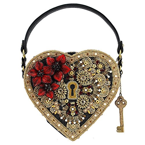 MARY FRANCES Key To My Heart Embellished Lock-Key Top Handle Bag