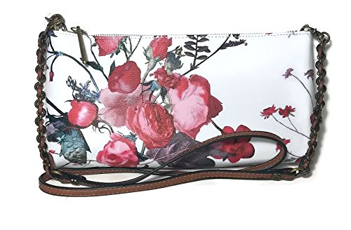 ELLIOTT LUCCA White Red Floral Rose Artisan 3 Way Handbag 106675