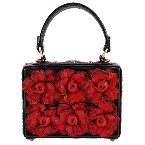 MARY FRANCES Love Story 3-D Roses Top Handle Bag