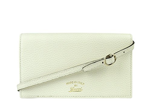 Gucci Swing Creamy White Leather Crossbody Clutch Wallet 368231 9022