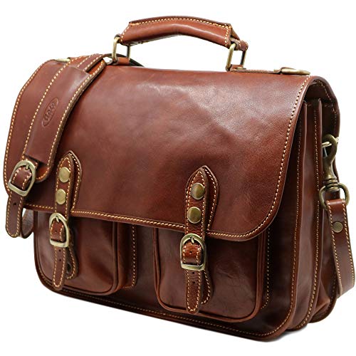 Floto Poste Messenger Bag in Saddle Brown Calfskin Leather