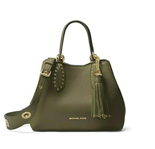 Michael Kors Brooklyn Small Leather Grab Bag Satchel in Olive