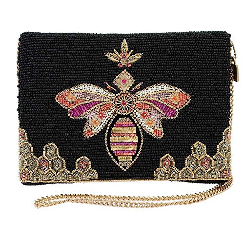 MARY FRANCES Bee-Lieve Beaded Bee Crossbody Clutch Handbag