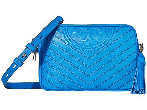 Tory Burch Fleming Distress Leather Camera Bag in Tropical Blue