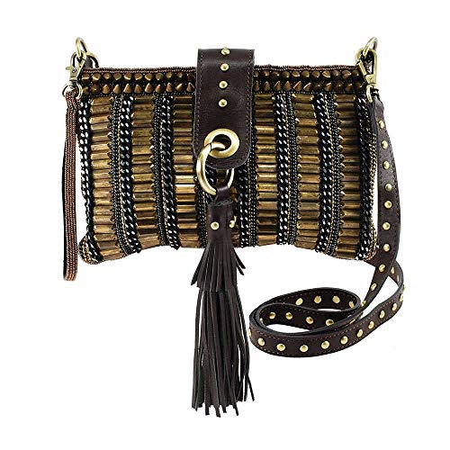 Mary Frances Be Strong Embellished Leather Crossbody Handbag