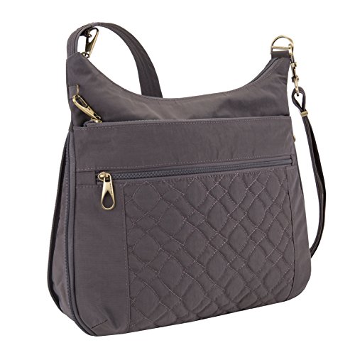 Travelon Anti-theft Signature Quilted Expansion Cross Body Bag, Smoke