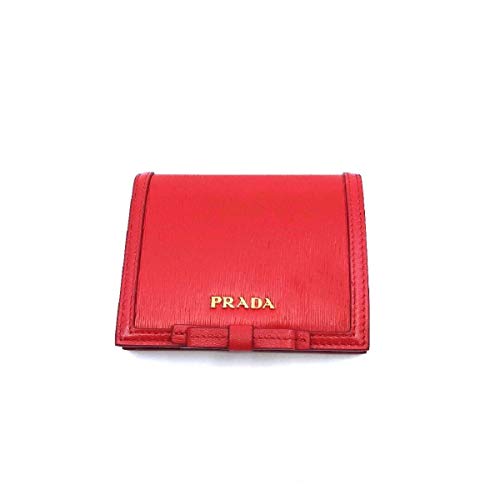 Prada Portafoglio Verticale Fuxia Red Leather Vitello Move Flap Bow Wallet 1MV204