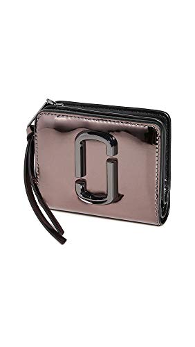 Marc Jacobs Women’s Mini Compact Wallet, Nickel, Silver, Metallic, One Size