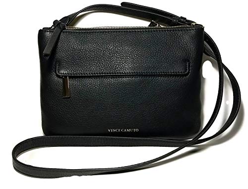 VINCE CAMUTO Gally Black Pebble Leather Crossbody Handbag