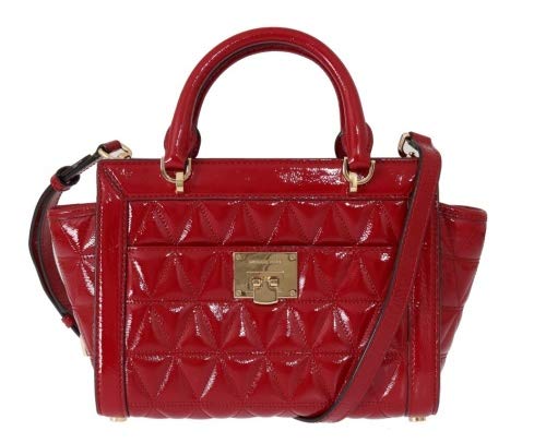 MICHAEL Michael Kors Women’s Vivianne Small Shoulder Shiny Leather Handbag Messenger (Cherry)