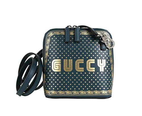 Gucci Women’s Dusty Turquoise Leather Guccy Sega Script Dome Mini Bag 511189 3080