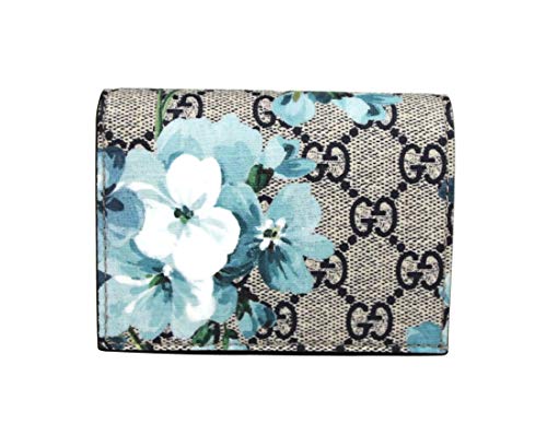 Gucci Women’s Blue Bloom Flap Coated Canvas Wallet Card Case 546372 8492