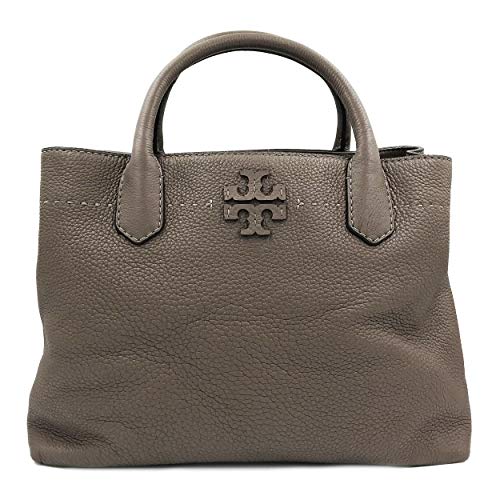 Tory Burch McGraw Leather Triple Compartment Satchel Silver Maple