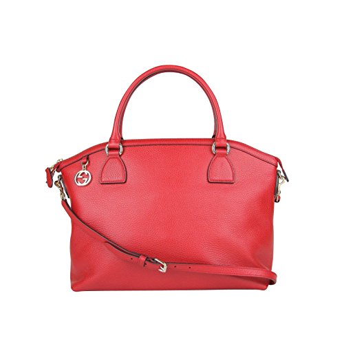 Gucci GG Charm Red Leather Large Convertible Dome Bag With Detachabel Strap 449660 6420