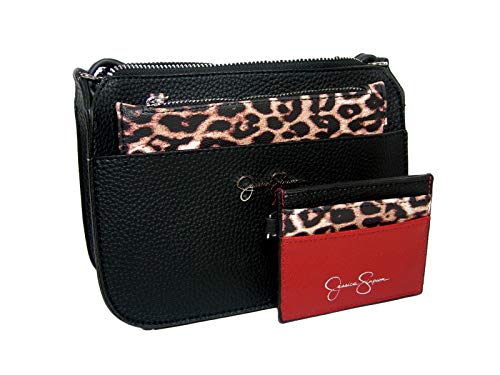 New Jessica Simpson Logo Purse Crossbody Handbag Leopard Pouch & Card Case 3 Piece Set