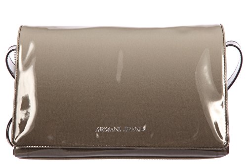 Armani Jeans women’s cross-body messenger shoulder bag patent gradient grey