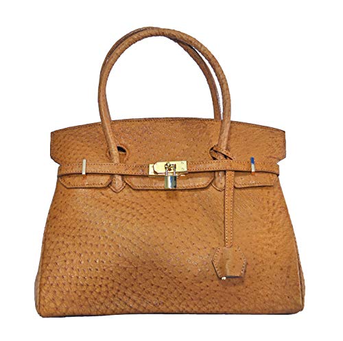 Handbag Authentic Paola Sacci Rhea Skin Womens Belly Leather Locked Clutch Bag Purse Handbag (Matte Light Brown)