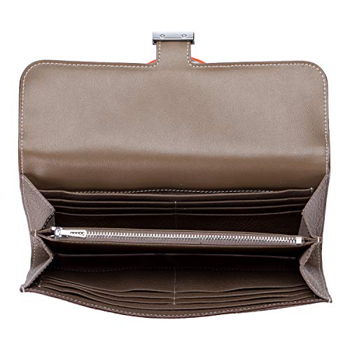 Nanlu Women’s Wallet Long Genuine Leather Handbags Dinner Clutch Card Holder for Lady in Grey Color