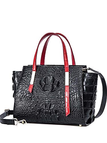 EEKUY Fashion Women Handbags, Contrast Color Crocodile Skin Zipper Tote Bag Shoulder Bag Alligator Cross-Body Bag Zipper Clutch Handbag 10.8×8.3×4.5 Inch