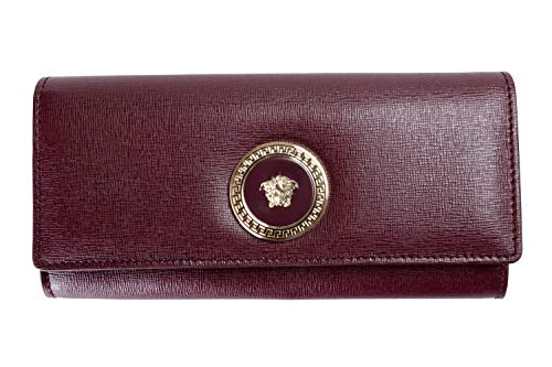 Versace 100% Leather Burgundy Logo Embellished Women’s Wallet