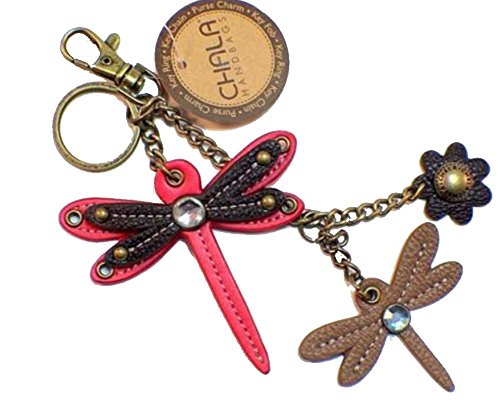 Chala Dragonfly Key Chain Purse Leather Bag Fob Charm New