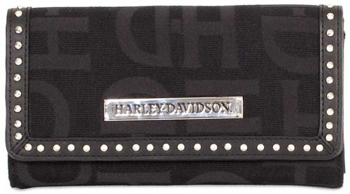 Harley-Davidson Womens Black H-D Logo Jacquard Clutch Wallet HD3480J-BLACK