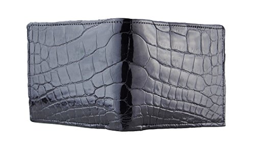 Black Glazed American Full Alligator Bifold Wallet Handmade by John Allen Woodward