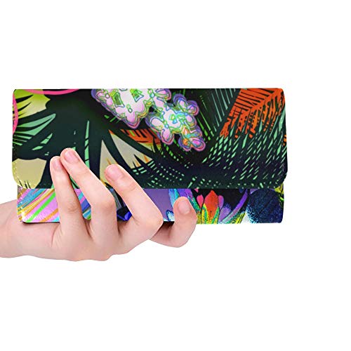 Unique Custom Mosaic Butterflies And Abstract Rainbow Flowers Women Trifold Wallet Long Purse Credit Card Holder Case Handbag